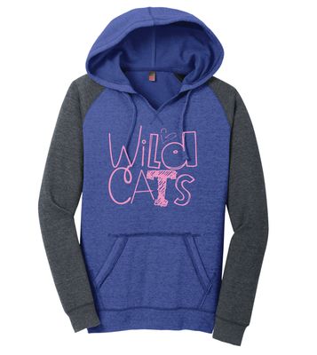Eddins Wildcats - Pencil Drawn - Lightweight Raglan Hoodie
