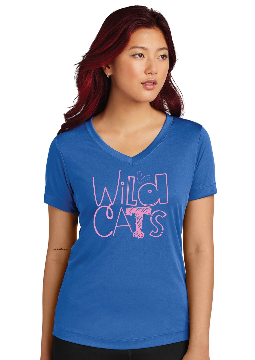 Eddins Wildcats - Pencil Drawn - Dri-Fit V-Neck Tee