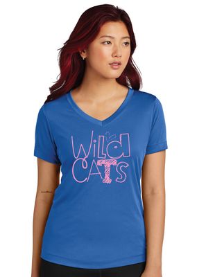 Eddins Wildcats - Pencil Drawn - Dri-Fit V-Neck Tee