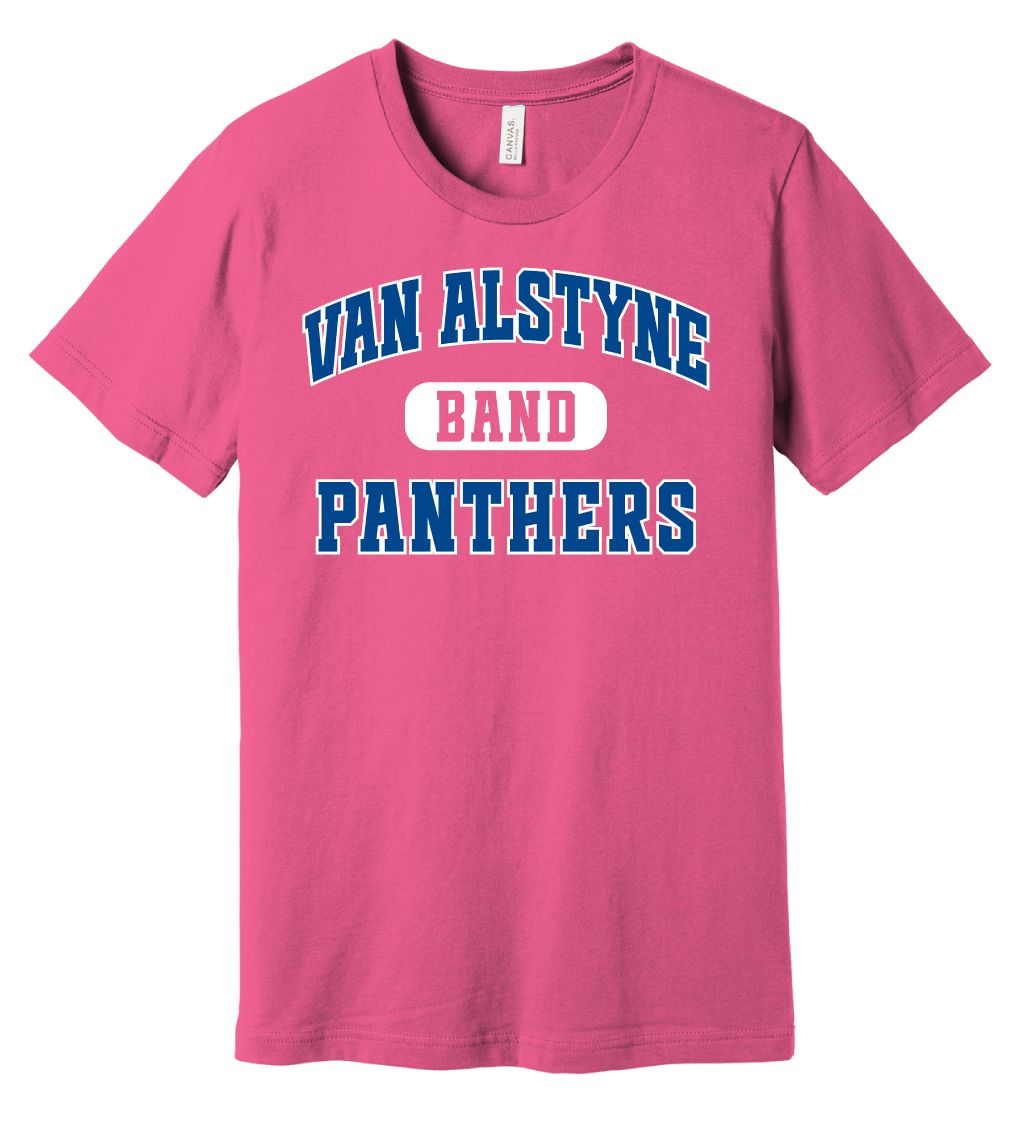 Paw Shop Band - Varsity - Bella+Canvas Short Sleeve, Color: Charity Pink