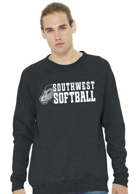 USW Softball - Mustang Fade - Bella+Canvas Crew Sweatshirt