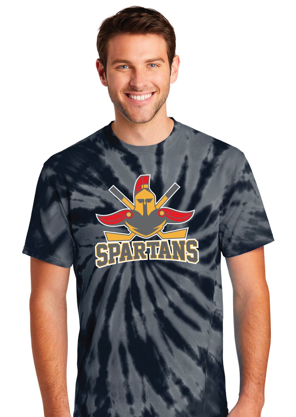 Denton Spartans Hockey - Big Logo - Tie Dye Short Sleeve