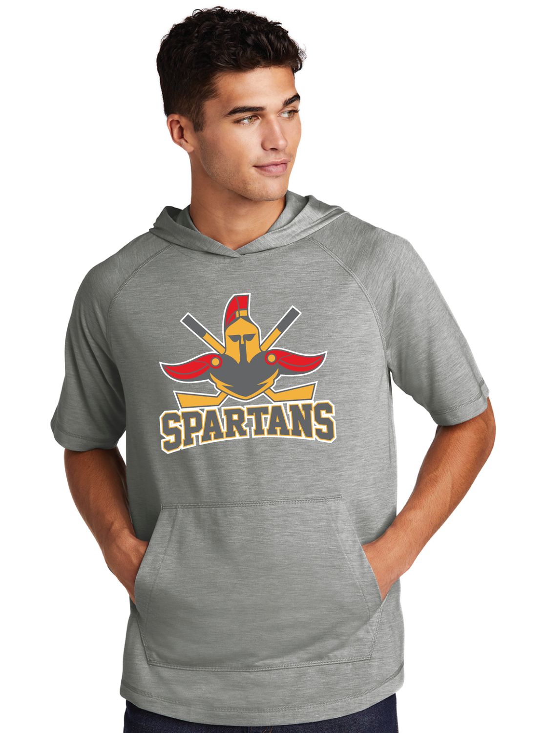 Denton Spartans Hockey - Big Logo - Short Sleeve Hoodie