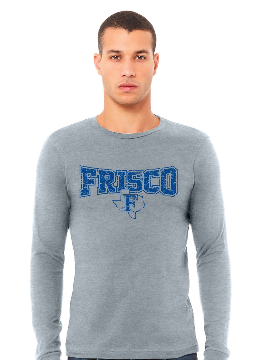 Frisco Football - Distressed Bowtie - Bella+Canvas Long Sleeve