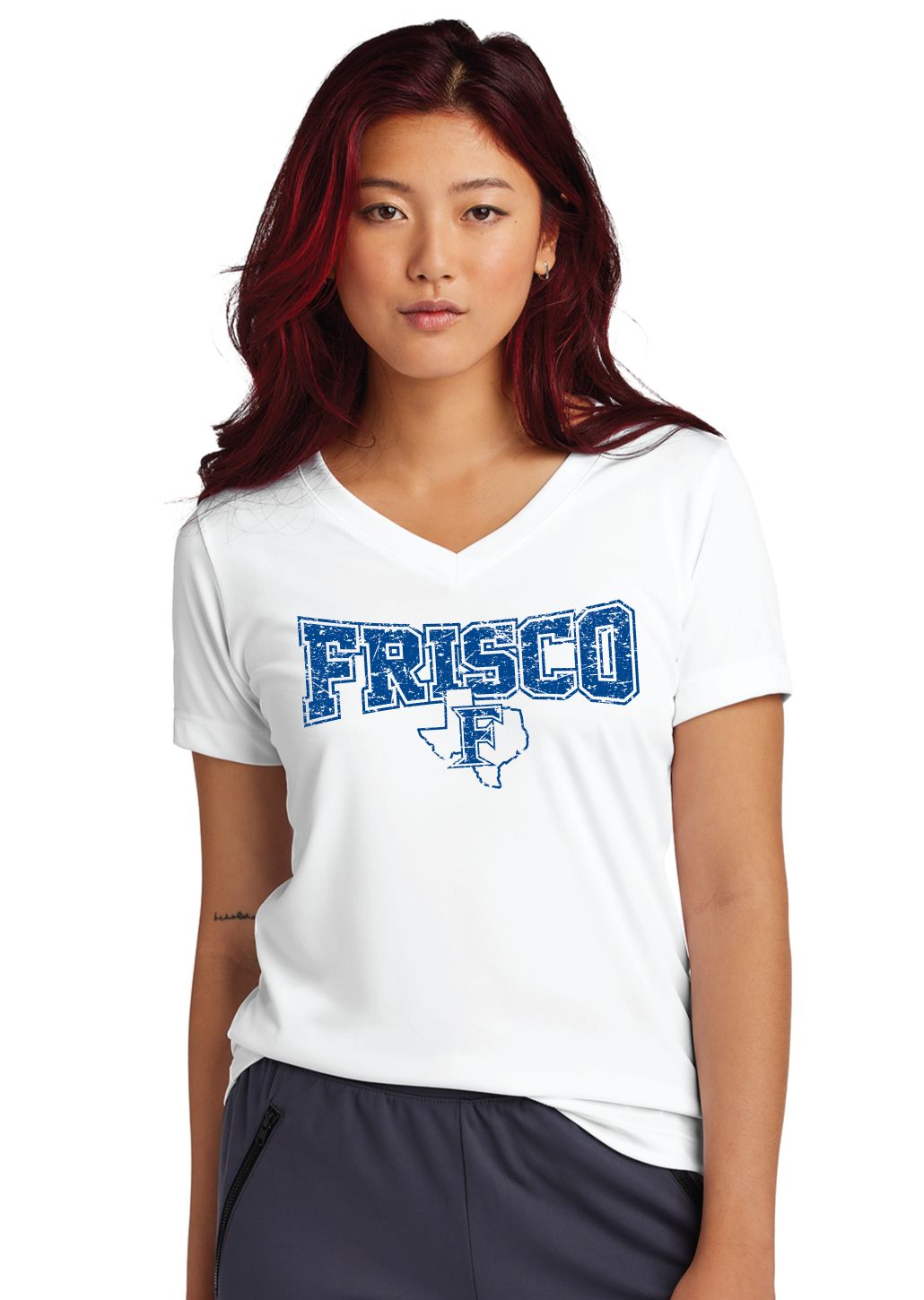 Frisco Football - Distressed Bowtie - Dri Fit V Neck