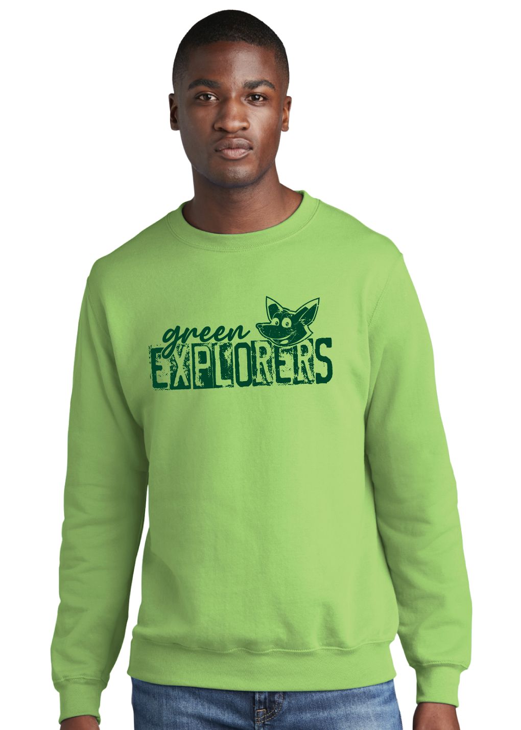 Green Explorers - Distressed Block - Crew Sweatshirt