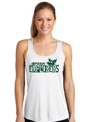 Green Explorers - Distressed Block - Dri Fit Racerback Tank