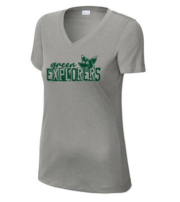 Green Explorers - Distressed Block - Dri Fit V Neck