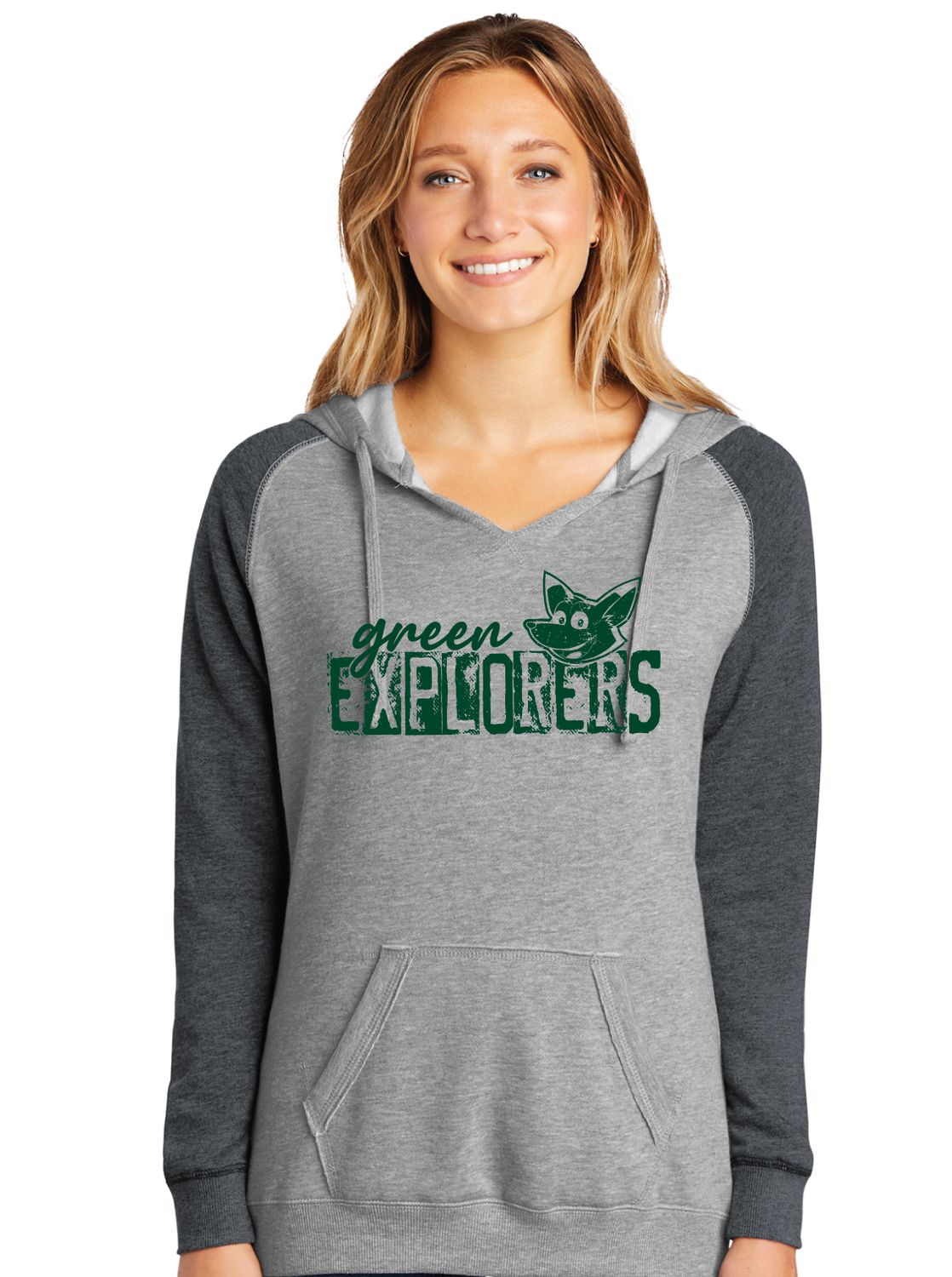 Green Explorers - Distressed Block - Lightweight Raglan Hoodie
