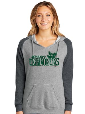 Green Explorers - Distressed Block - Lightweight Raglan Hoodie