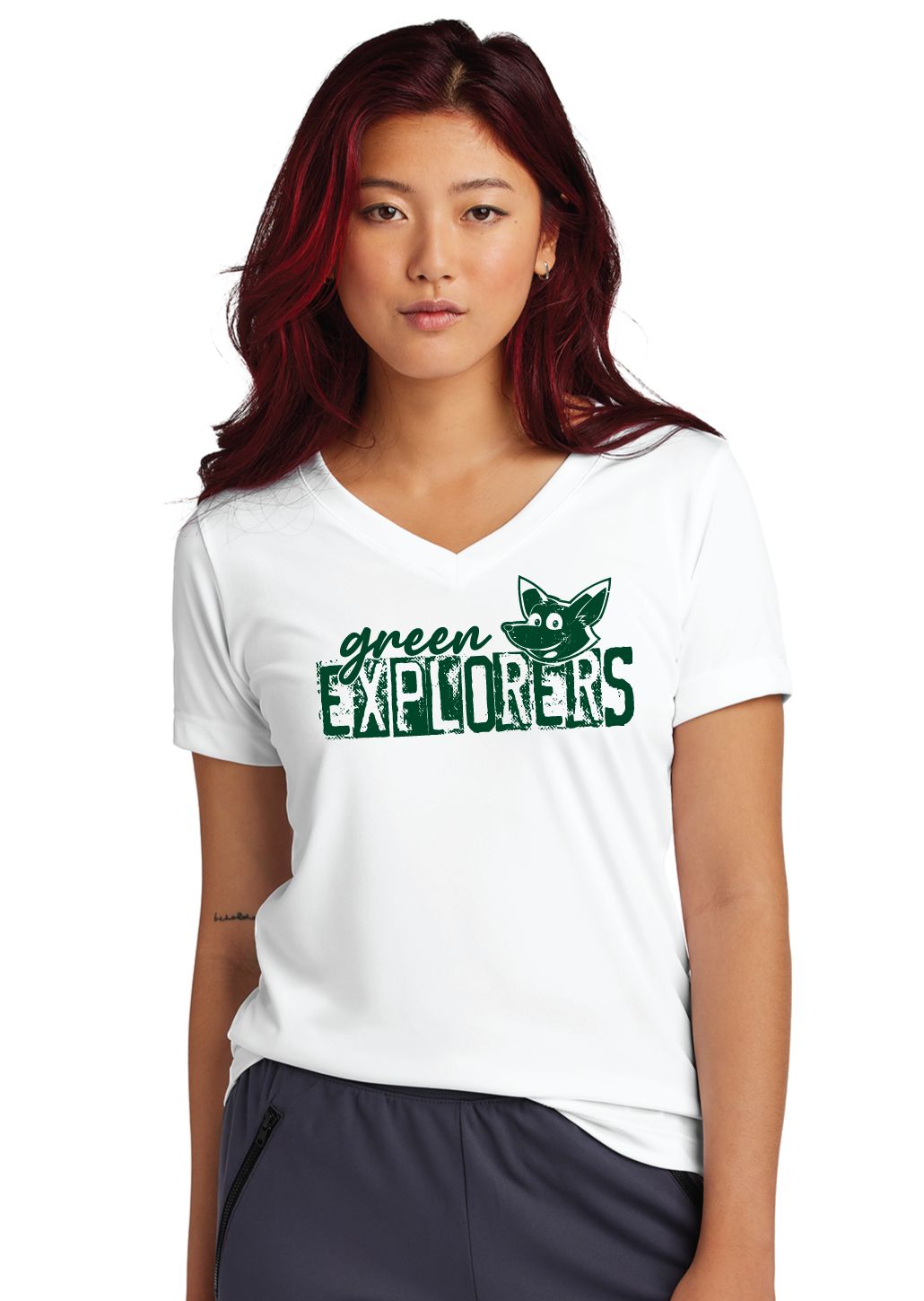 Green Explorers - Distressed Block - Dri Fit V Neck