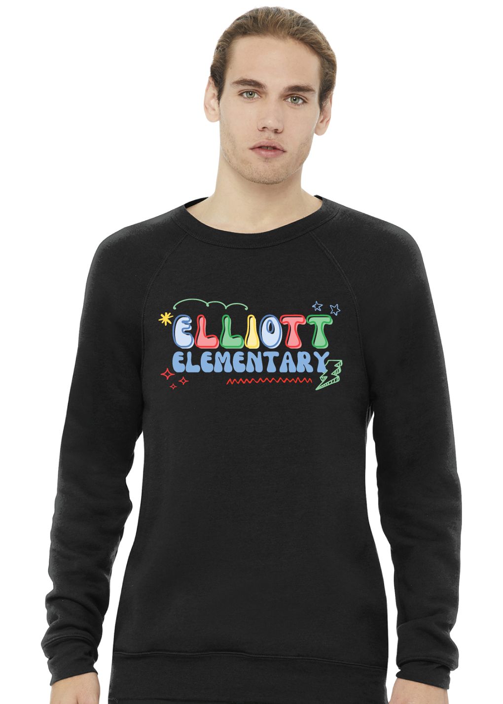 Elliott Elementary - Bubble Letters - Bella+Canvas Crew Sweatshirt