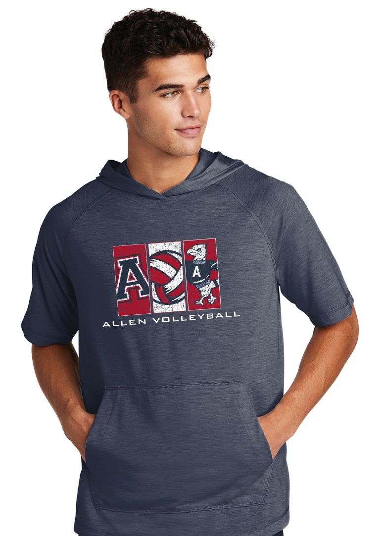 Allen Volleyball - Rectangles - Short Sleeve Hoodie