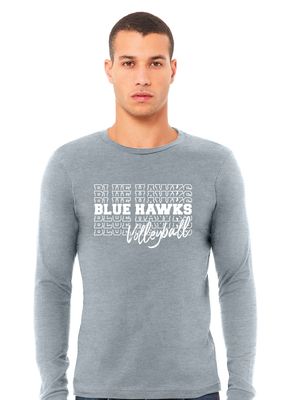 Rock Hill Blue Hawks  VB - Stacked BH - Bella+Canvas Long Sleeve