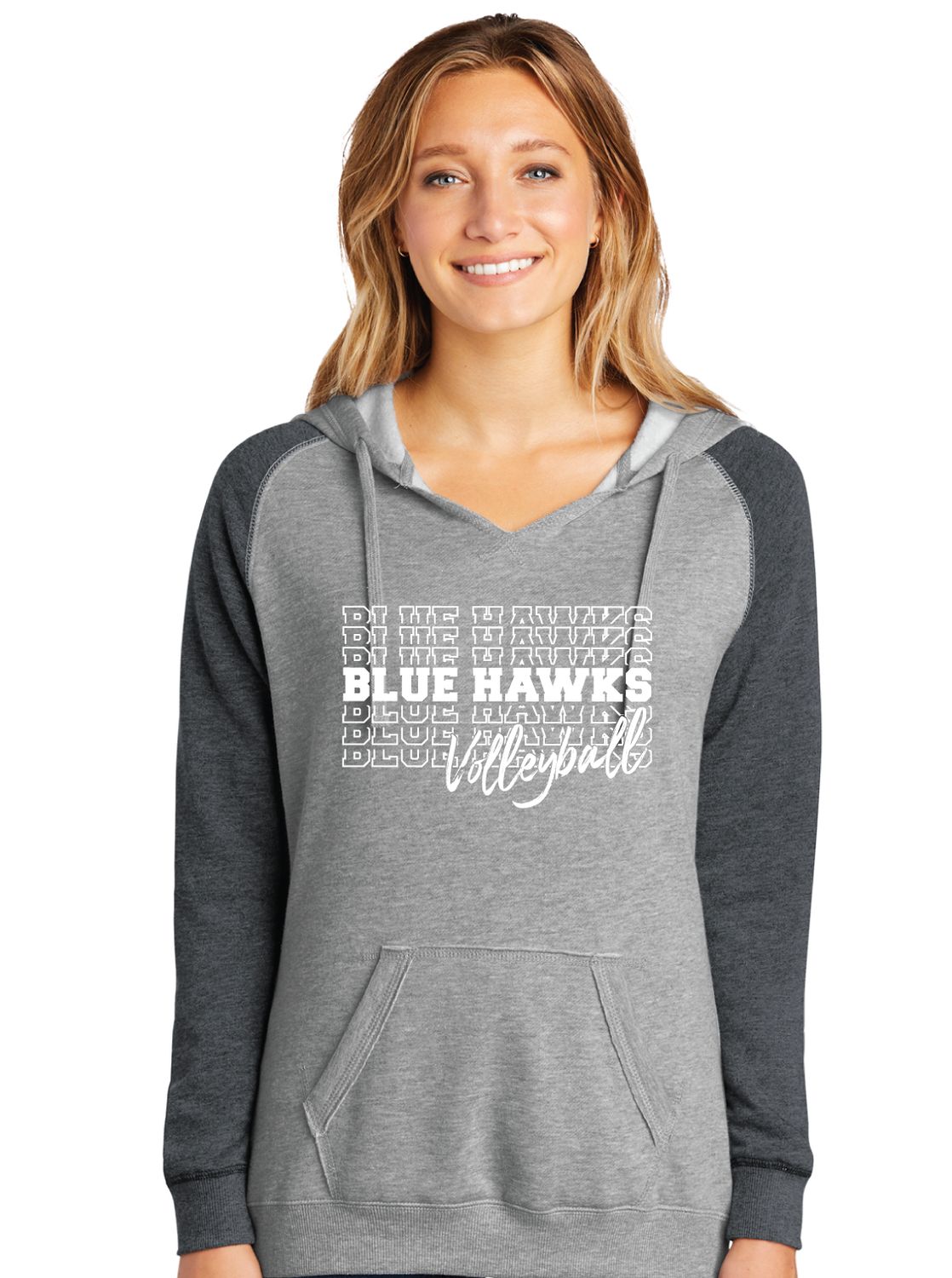 Rock Hill Blue Hawks VB - Stacked BH - Lightweight Raglan Hoodie