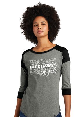 Rock Hill Blue Hawks VB - Stacked BH - 3/4 Sleeve Baseball Raglan Tee