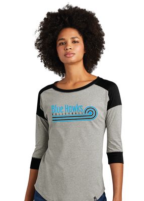 Rock Hill Blue Hawks VB - Swirl - 3/4 Sleeve Baseball Raglan Tee