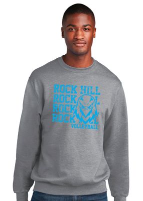 Rock Hill Blue Hawks VB - Stacked Rock - Crew Sweatshirt