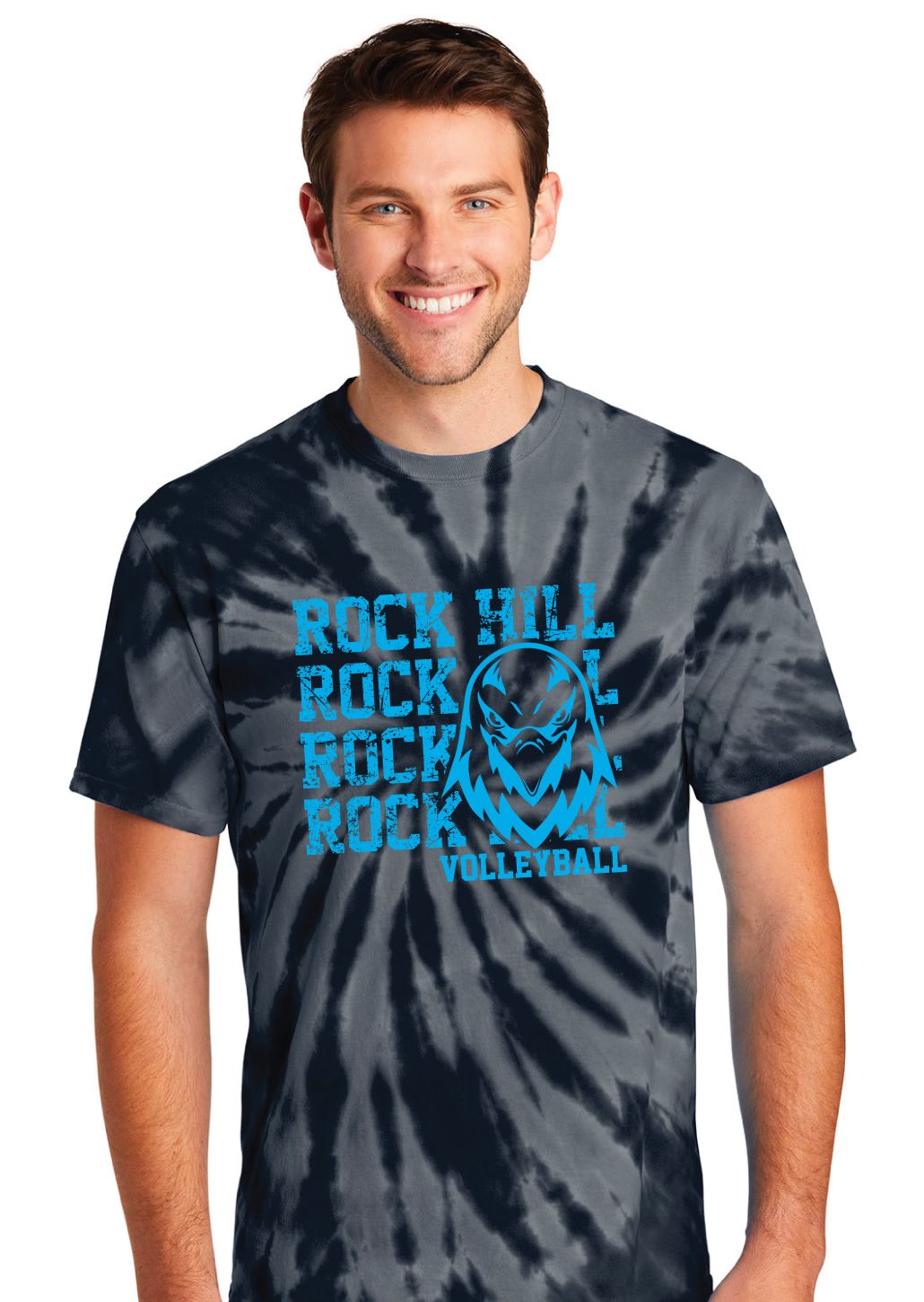 Rock Hill Blue Hawks VB - Stacked Rock - Tie Dye Short Sleeve