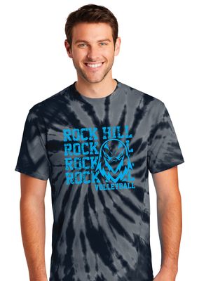 Rock Hill Blue Hawks VB - Stacked Rock - Tie Dye Short Sleeve