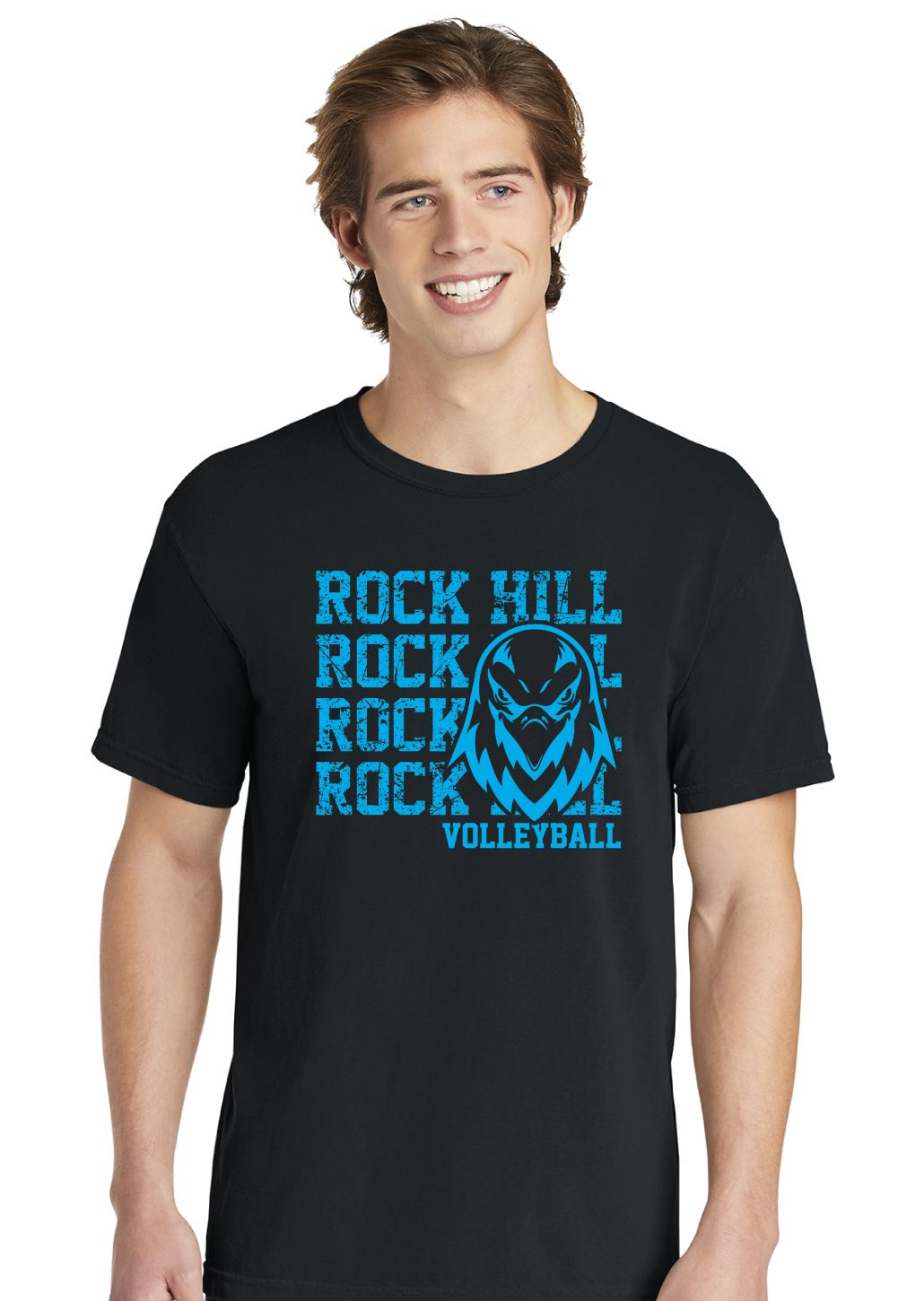 Rock Hill Blue Hawks VB - Stacked Rock - Comfort Colors Short Sleeve