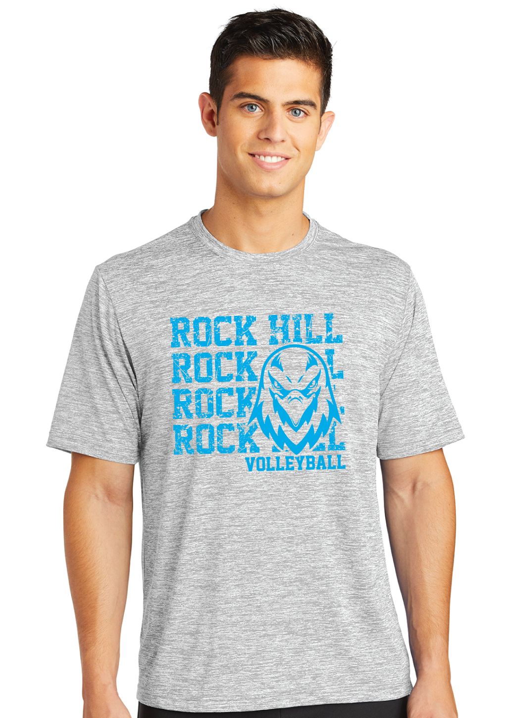 Rock Hill Blue Hawks VB - Stacked Rock - Electric Dri Fit Short Sleeve