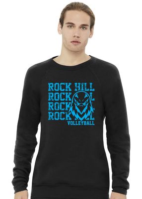 Rock Hill Blue Hawks VB - Stacked Rock - Bella+Canvas Crew Sweatshirt