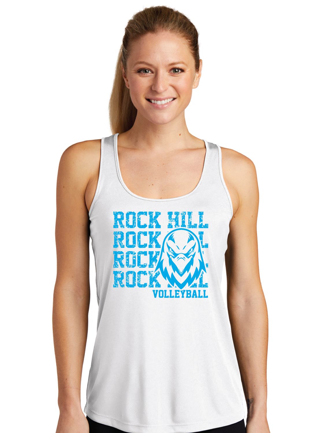 Rock Hill Blue Hawks VB - Stacked Rock - Dri Fit Racerback Tank