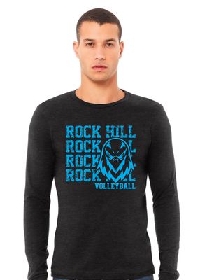 Rock Hill Blue Hawks VB - Stacked Rock - Bella+Canvas Long Sleeve