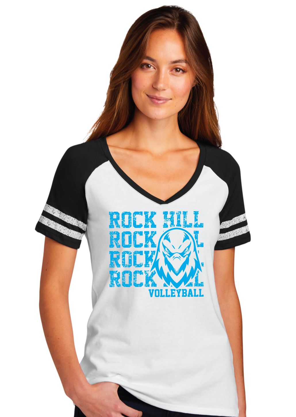 Rock Hill Blue Hawks VB - Stacked Rock - Game V-Neck