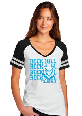 Rock Hill Blue Hawks VB - Stacked Rock - Game V-Neck