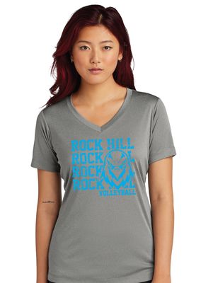 Rock Hill Blue Hawks VB - Stacked Rock - Dri Fit V-Neck