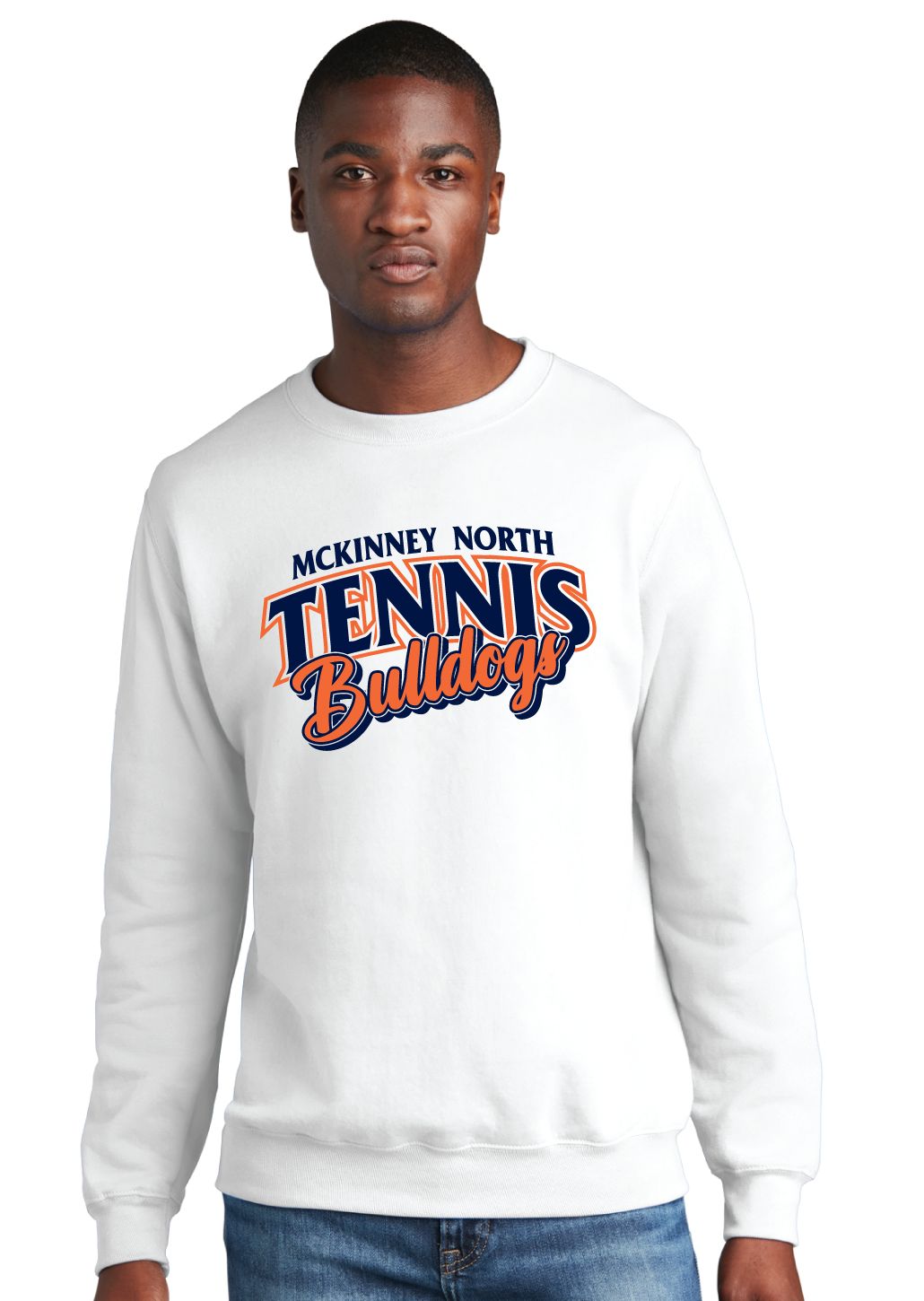 North Tennis - Cursive - Crew Sweatshirt, Garment Color: White