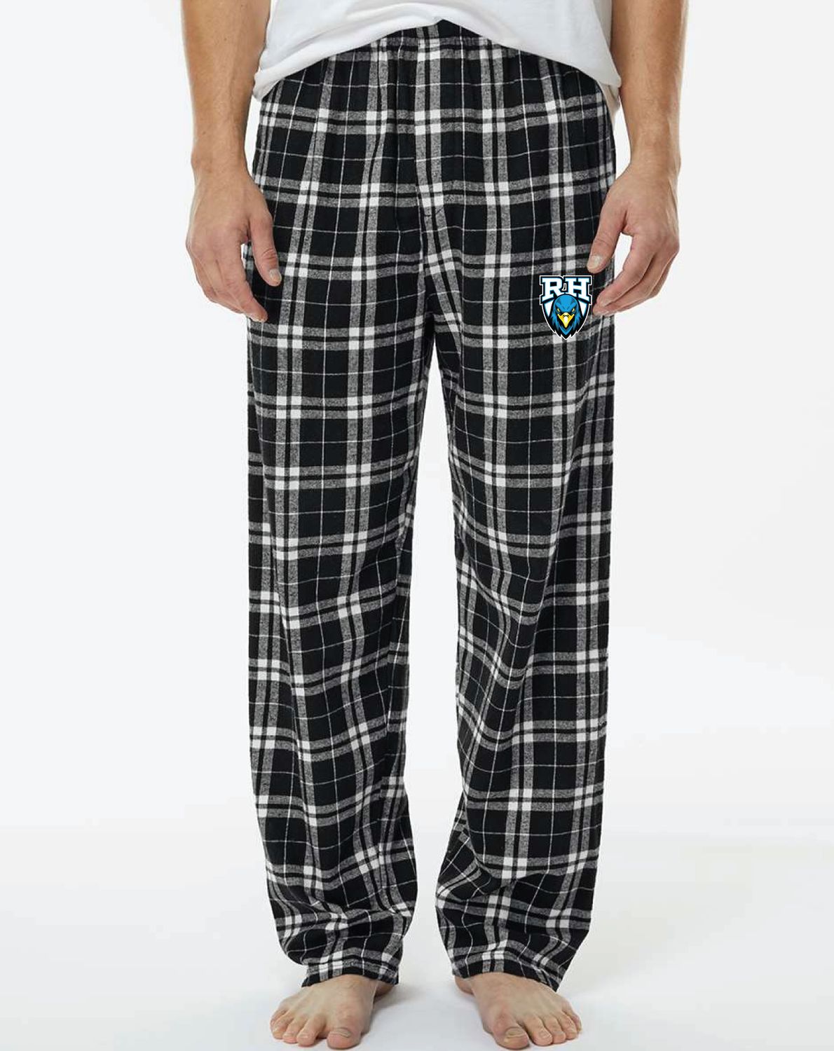 Rock Hill Blue Hawks - Unisex Flannel Pants, Color: Black
