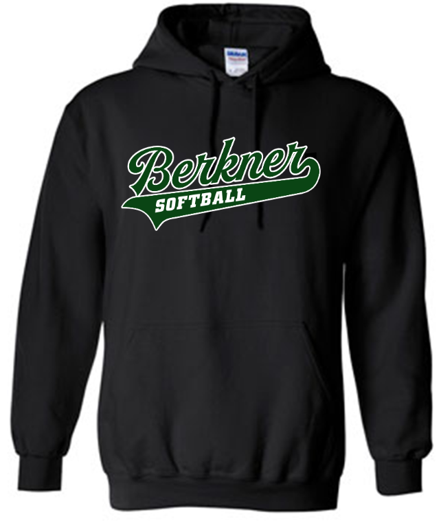 Berkner Softball - Old School Script - Hoodie, Garment Color: Black