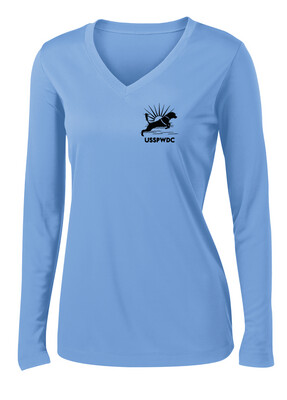USSPWDC - Sunrise Dog - Ladies Dri-Fit V-Neck Long Sleeve