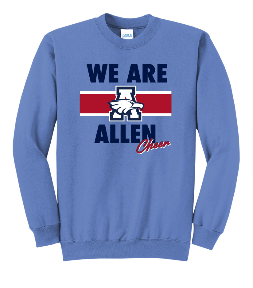 Cheer GEAR - We Are Allen - Crew Sweatshirt, Garment Color: Columbia Blue