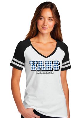 Paw Shop Cheer - Gingham - Game V-Neck Tee