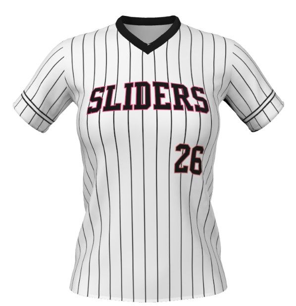 Sliders Softball - Derrick - 12U WHITE PINSTRIPE JERSEY