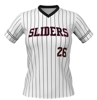 Sliders Softball - Derrick - 12U WHITE PINSTRIPE JERSEY