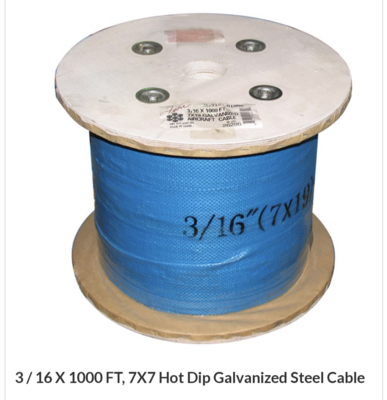 3/16 hot dip galve 1000 ft
