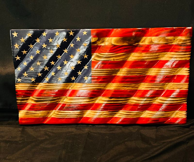 Rustic Waving American Flag (Medium)