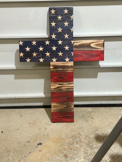 Handcrafted Torched Rustic American Cross (XL)