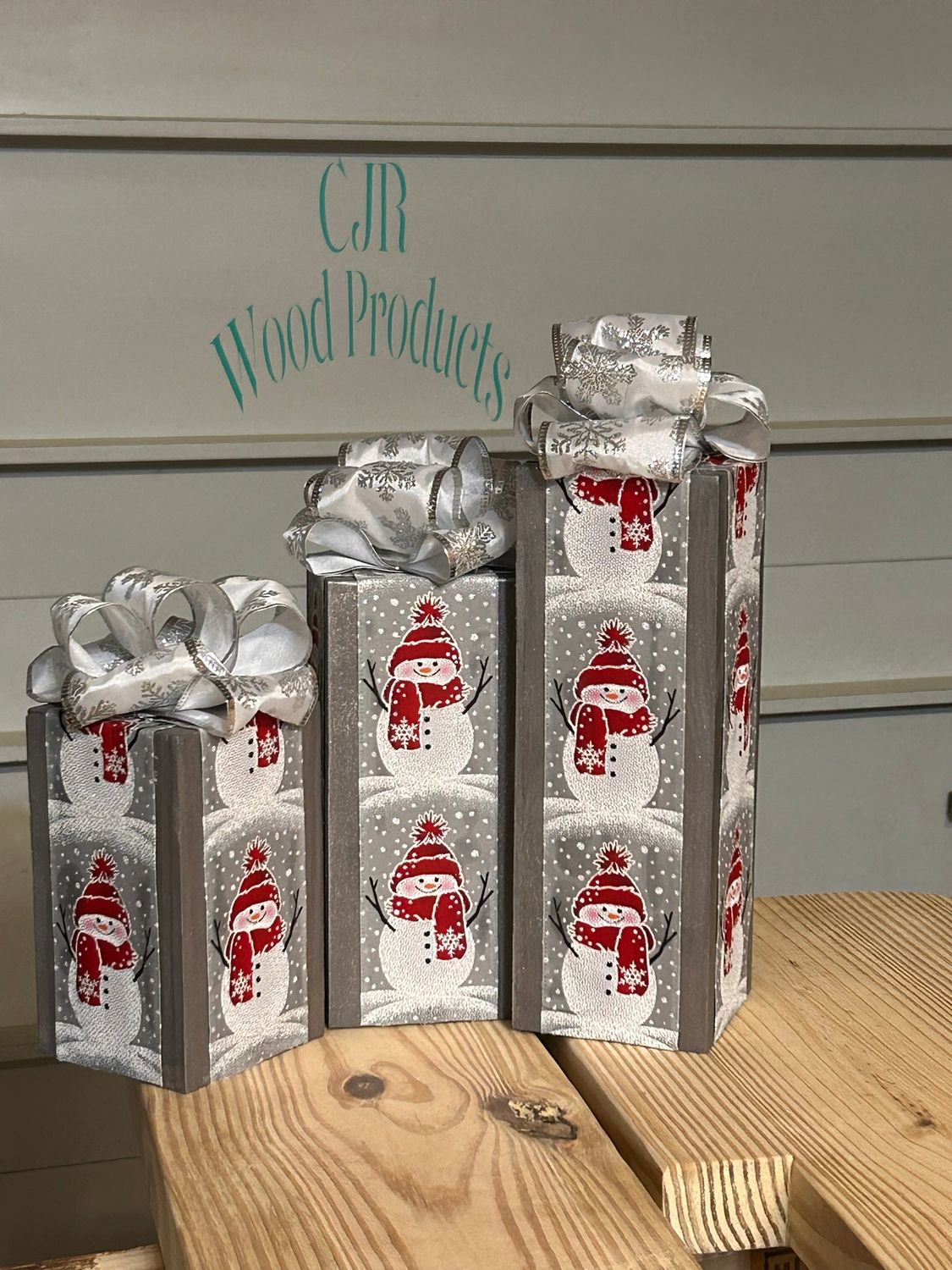Handcrafted Wooden Christmas Presents SET OF 3