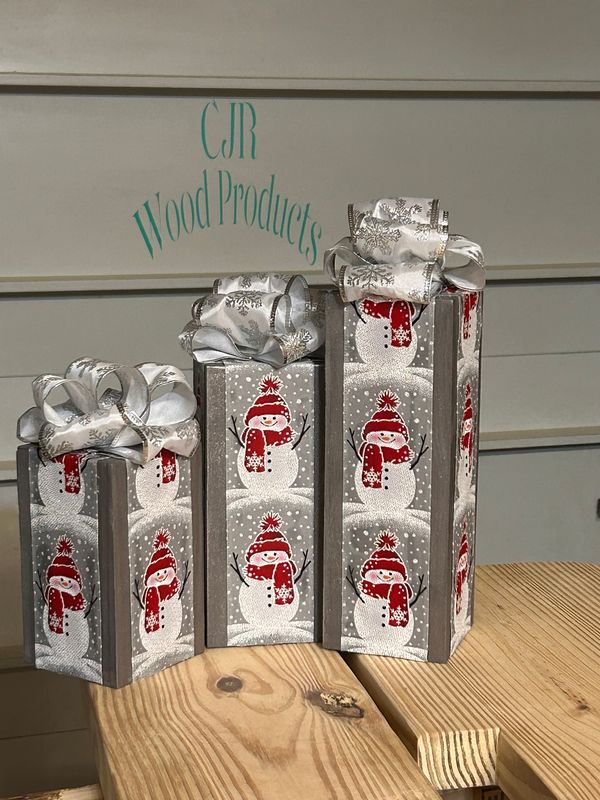 Handcrafted Wooden Christmas Presents SET OF 3