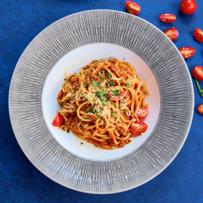 Spaghetti with fresh mozzarella