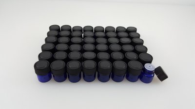 1/4 Dram Cobalt Blue Glass Vial - w/oriface reducer &amp; black cap - 48 Pack + Free 2 oz bottle FCO