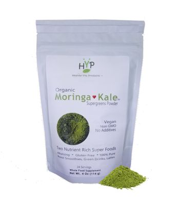 PREMIUM SUPER GREENS POWDER - ORGANIC MORINGA &amp; KALE Nutrient Packed Whole Food Combo - Vegan, Non GMO - 4 oz (114 g)