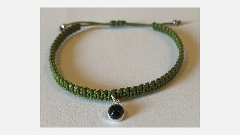 Makramee Armband, Edelstein Anhänger, 925er Silber Makramee Armband, Edelstein Anhänger, 925er Silber