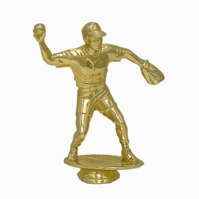 פסלון בייסבול גבר זהב על בסיס שיש  גובה 18 ס"מ כולל הקדשה